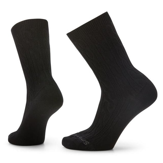 Black Unisex Everyday Cable Crew Socks