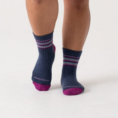 Antique White Women's Multi Stripe Cushioned Micro Crew Socks