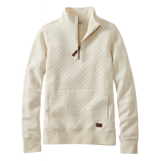 Load image into Gallery viewer, White Smoke Quilted Sweatshirt 1/4 Zip Pullover Long Sleeve Women's Regular
