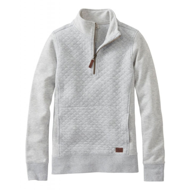 Load image into Gallery viewer, Gray Quilted Sweatshirt 1/4 Zip Pullover Long Sleeve Women's Regular
