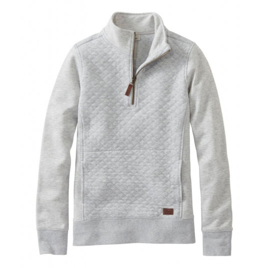 Gray Quilted Sweatshirt 1/4 Zip Pullover Long Sleeve Women's Regular