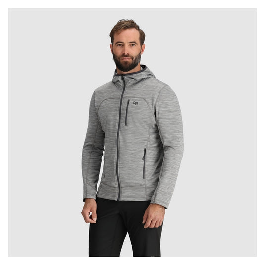 Light Gray Men's Vigor Grid Fleece Full Zip Hoodie