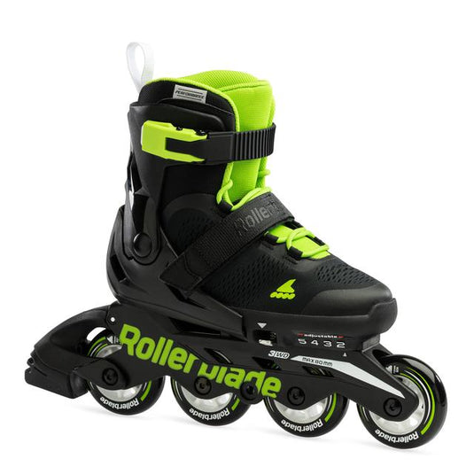 Black Microblade Kids Adjustable Fitness Inline Skate, Black/Green