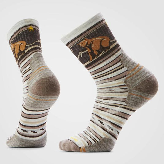 Lavender Unisex Hike Bear Stripe Mid Crew Socks