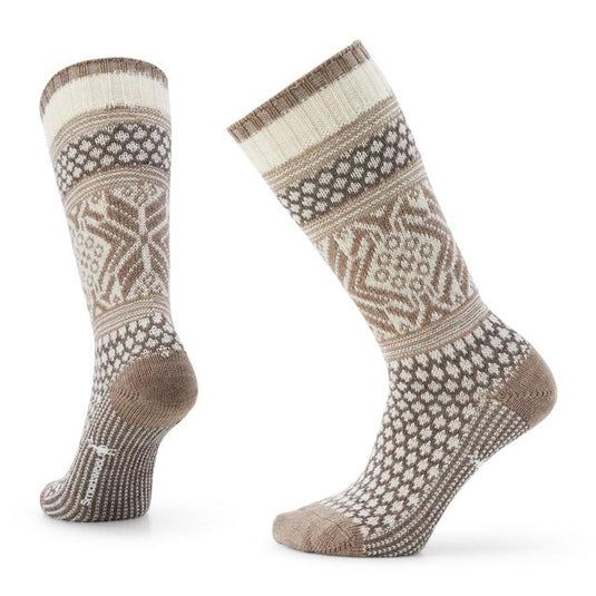 Rosy Brown Unisex Everyday Cozy Popcorn Snowflake Pattern Crew Socks